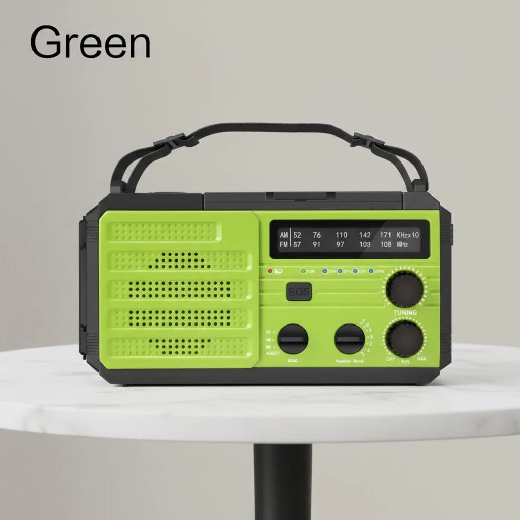Emergency Hand Crank Rechargeable Solar Flashlight Multifunctional LED Reading Light Radio Safety Protection Self Defense