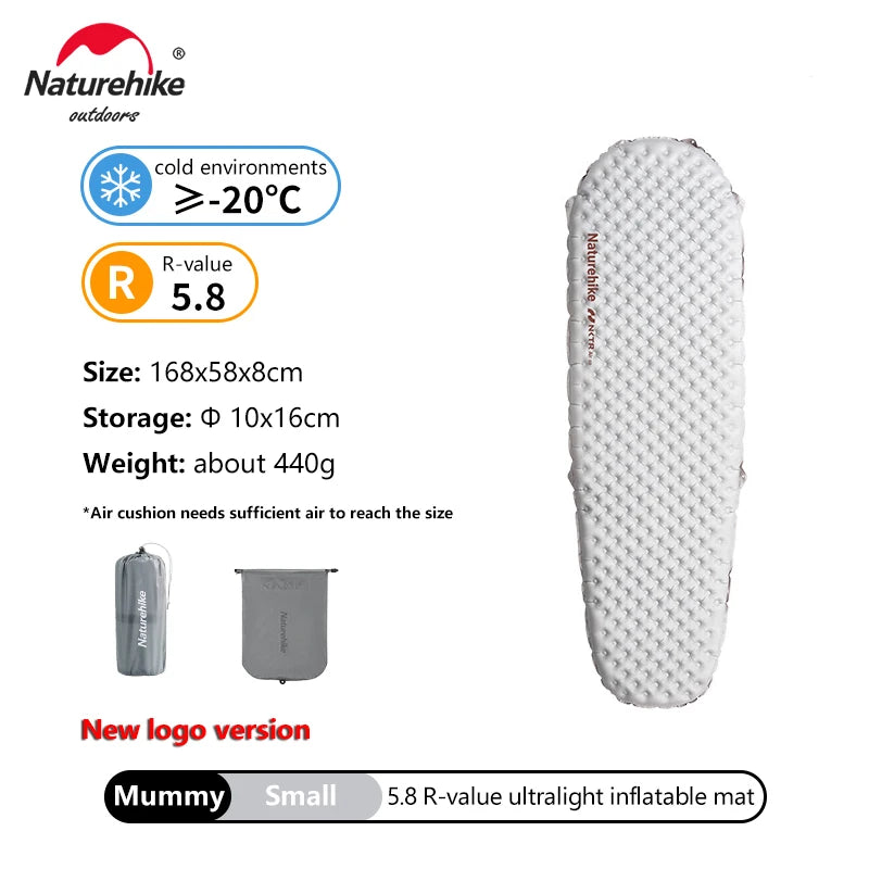 Naturehike Inflatable Mat Ultralight 5.8 High R Value Warm Sleeping Pad Portable Outdoor Camping Tent Single Moisture-proof Mats