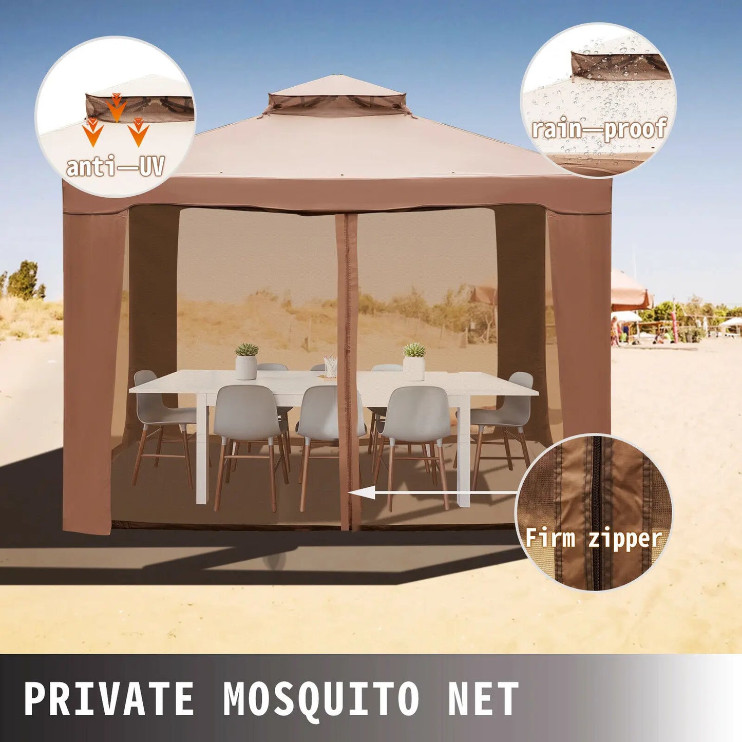 VEVOR Outdoor Gazebo Canopy Tent W/ Netting Sandbag Patio Garden Shade Awning Shelter Picnic Backyard Party Wedding Camping Tent