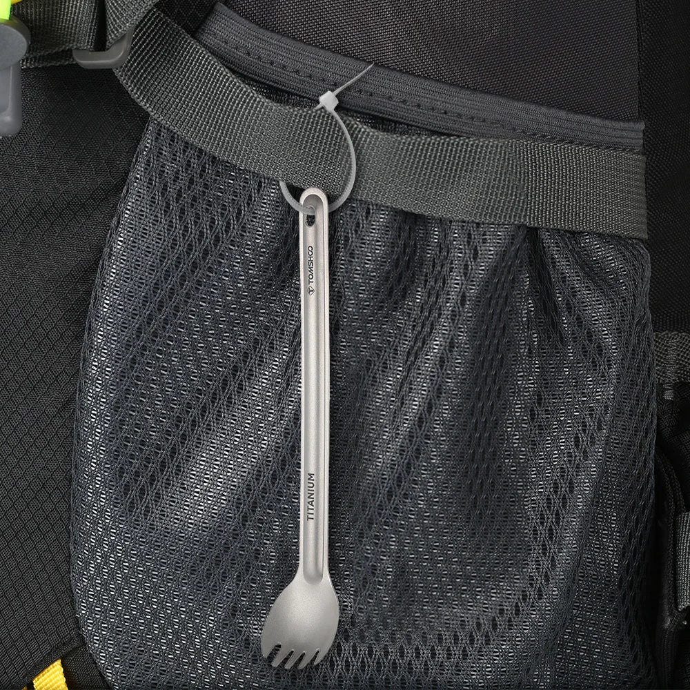 Tomshoo Titanium Long Handle Spoon Spork Set Outdoor Portable Matte Finish Dinner Spork Cutlery Camping Backpacking Equipment