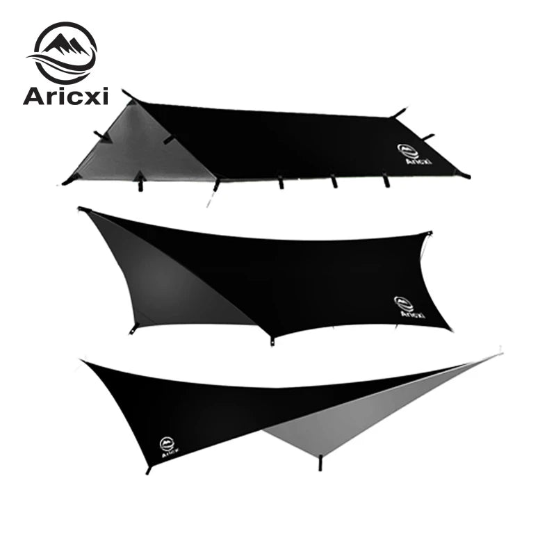 Aricxi 210t polyester Ultralight Outdoor Camping black silver coating Anti-ultraviolet rhombus square hexagon sun shelter tarp