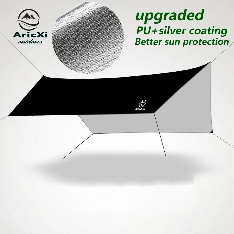 Aricxi 210t polyester Ultralight Outdoor Camping black silver coating Anti-ultraviolet rhombus square hexagon sun shelter tarp