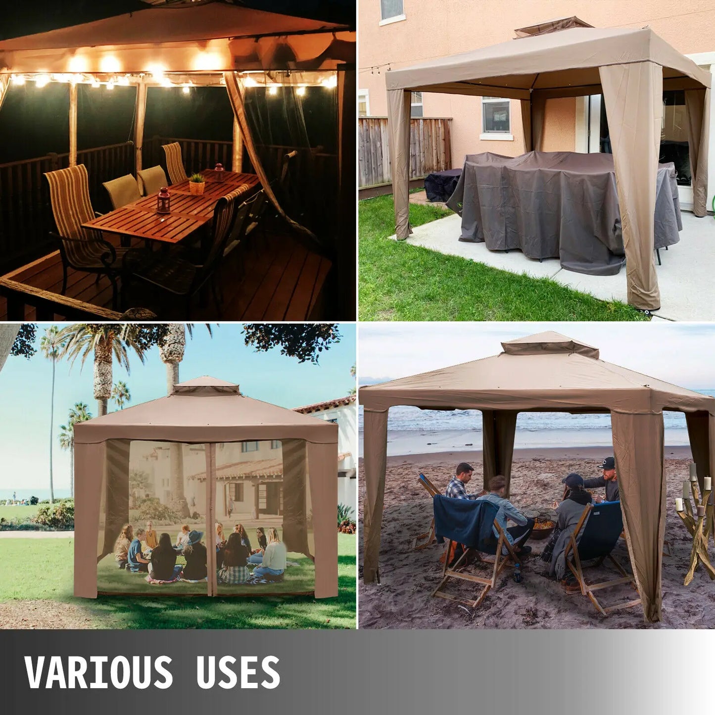 VEVOR Outdoor Gazebo Canopy Tent W/ Netting Sandbag Patio Garden Shade Awning Shelter Picnic Backyard Party Wedding Camping Tent