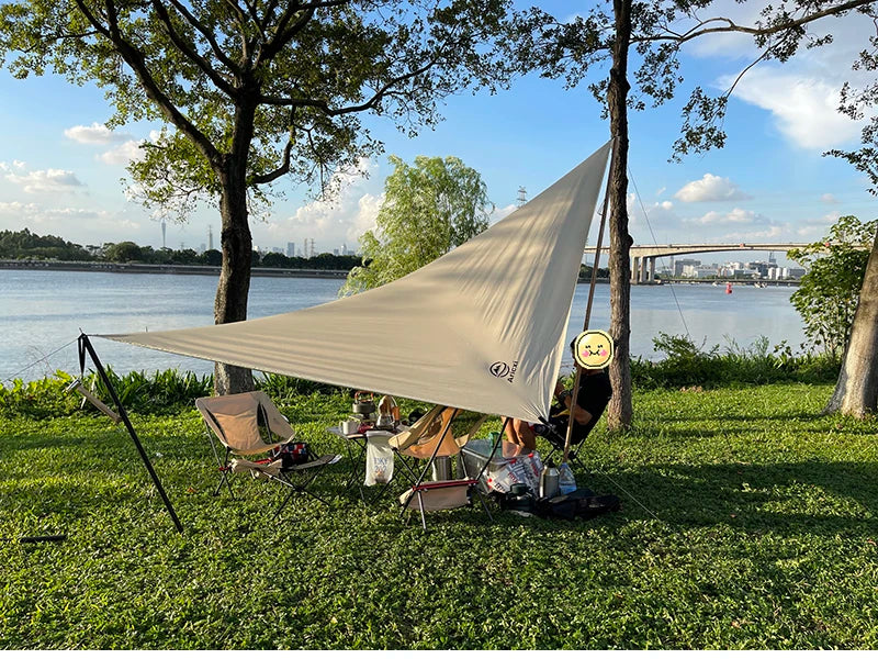 Aricxi 210t polyester Ultralight Outdoor Camping black silver coating Anti-ultraviolet rhombus square hexagon sun shelter tarp