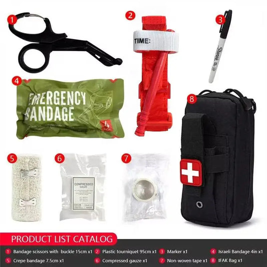 8pcs IFAK Tactical Molle Pouch Survival First Aid Kit for Emergency Rescue Outdoor Camping Hiking Sports Portable