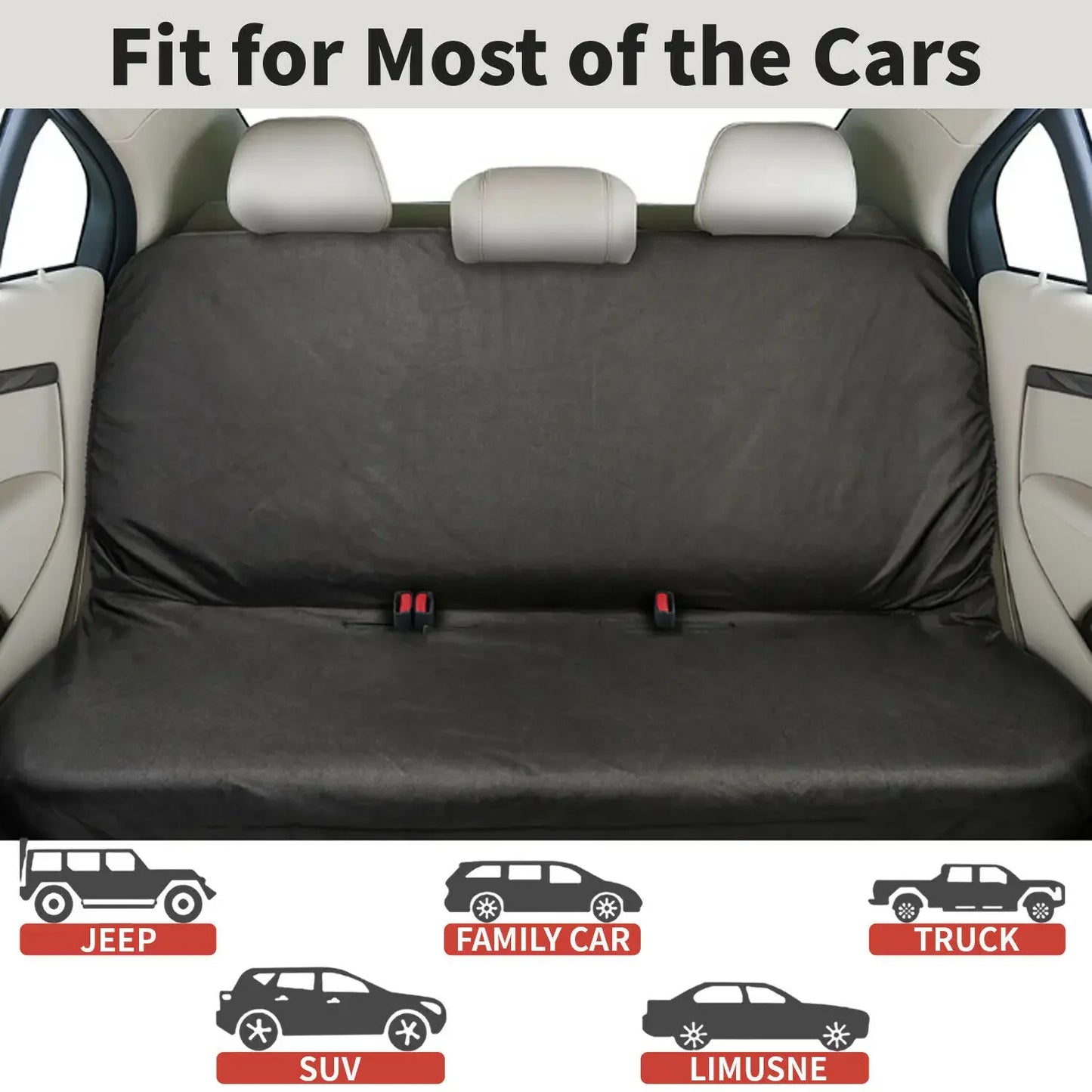 Waterproof Car Rear Back Seat Cover Black Pet Dog Protector Universal