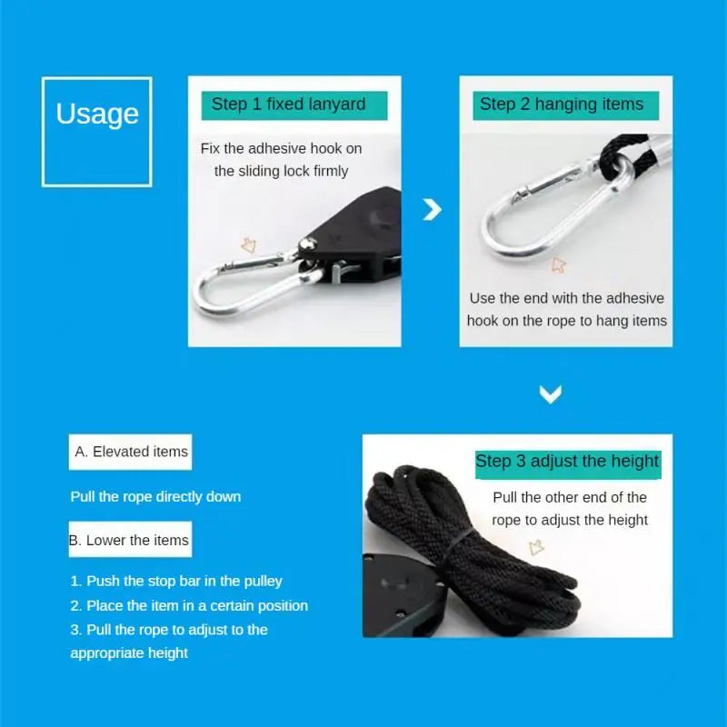 Inch Adjustable Grow Light Rope Ratchet Hanger Yoyo For Indoor Growing Light Tent Room Box GreenhouseFixtures