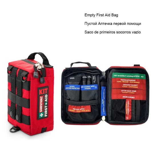 Empty/Complete Mini Car Emergency Trauma Kit Travel Medical Kit Survival First Aid Kit for Home Businesses Camping Hiking Sports