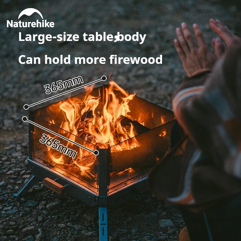 Naturehike Folding Wood Burning Stainless Steel Firewood Stove Outdoor Camping BBQ Grill Rack Heating Picnic Burner Portable