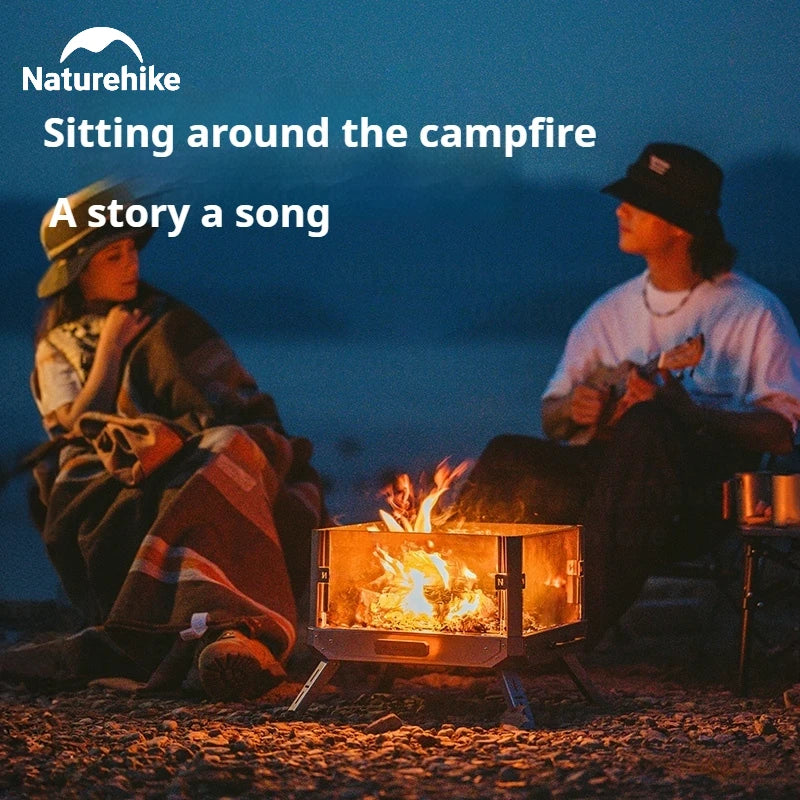 Naturehike Folding Wood Burning Stainless Steel Firewood Stove Outdoor Camping BBQ Grill Rack Heating Picnic Burner Portable