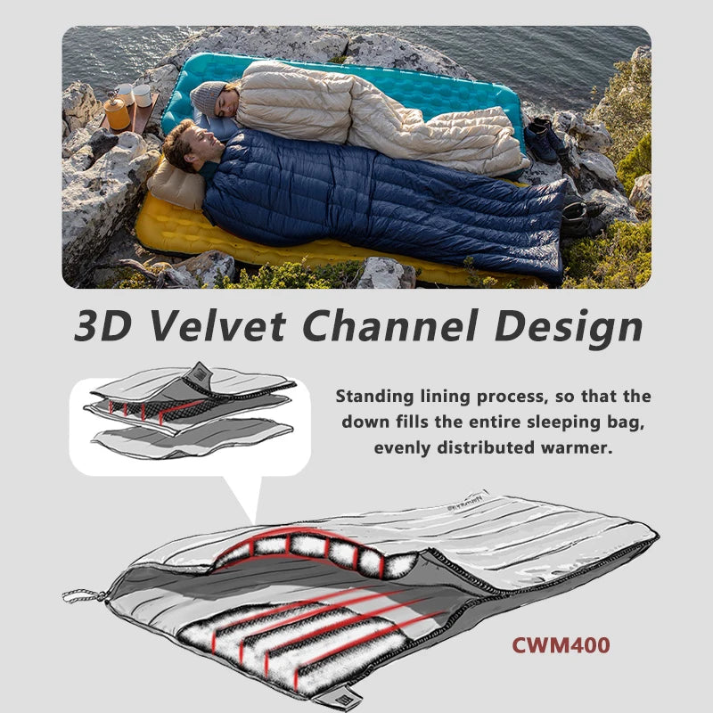 Naturehike Camping Sleeping Bag Duck Down Ultralight Waterproof Splicable Portable CW280 CWM400 Sleeping Bags for Outdoor Hiking