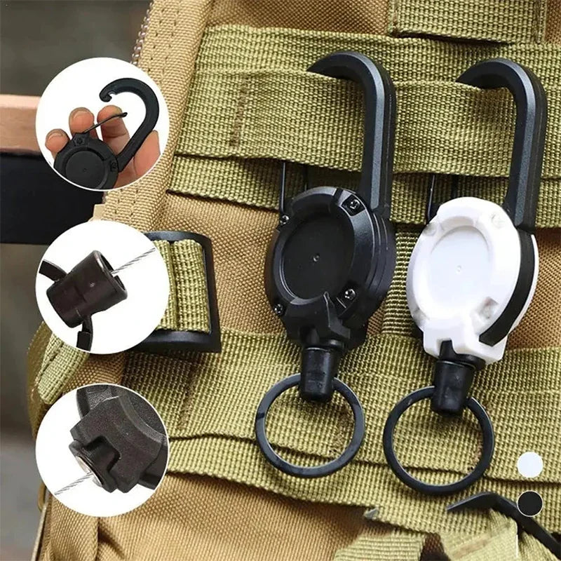 3Pcs Versatile Carabiner Set Outdoor Automatic Retractable Anti-Loss Keychain Telescopic Wire Clips Backpack Key Ring Buckle