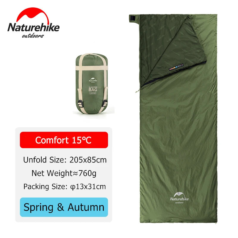 Naturehike Newest Sleeping Bag Ultralight Waterproof Cotton Sleeping Bag Nature Hike Summer Hiking Camping Tent Sleeping Bag