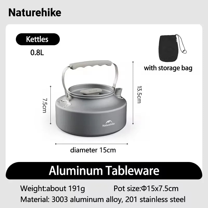 Naturehike Camping Cookware Kit Outdoor Cooking Ultralight Aluminum Pot Kettle Tablewear Set Kitchen Utensils Camping Gear