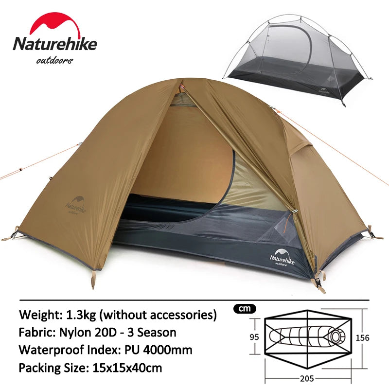 Naturehike Tents Single Person Cycling Tent Ultralight Portable Camping Tent 1P Backpacking Hiking Tent Waterproof Sun Shelter