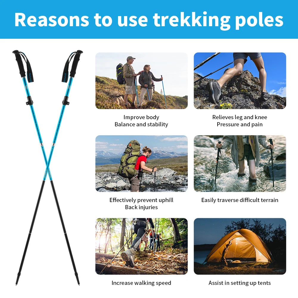 Naturehike St09 Nordic Trekking Poles Ultralight Foldable Aluminum Alloy Walking Sticks Portable Outdoor Travel Hiking Poles