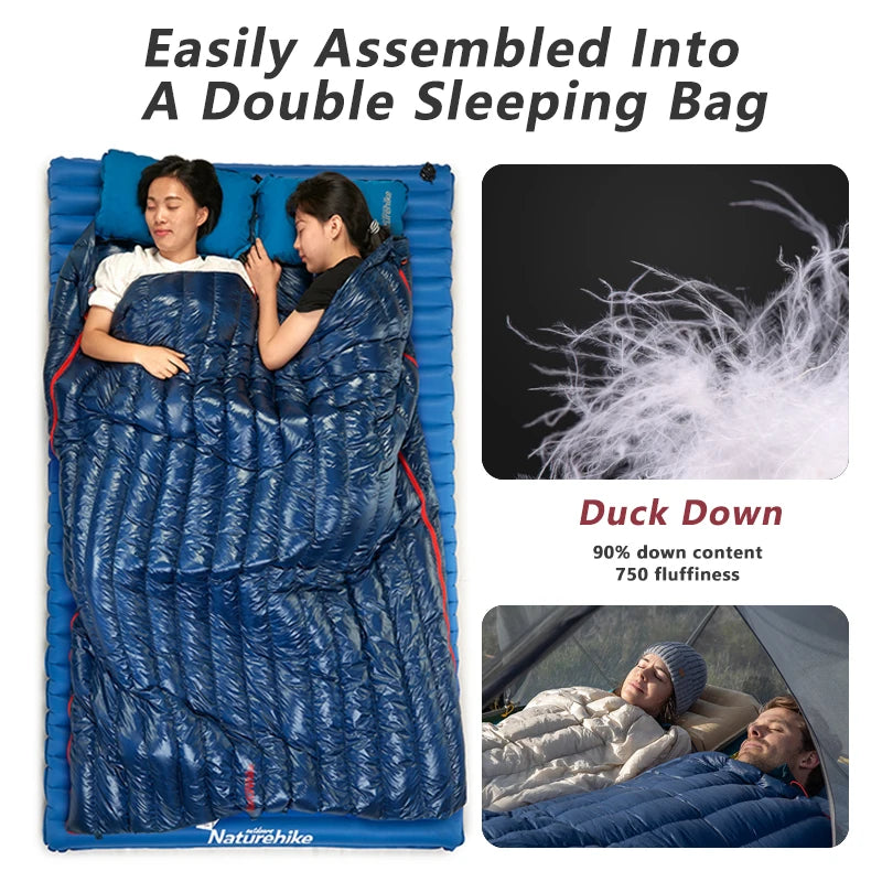 Naturehike Camping Sleeping Bag Duck Down Ultralight Waterproof Splicable Portable CW280 CWM400 Sleeping Bags for Outdoor Hiking