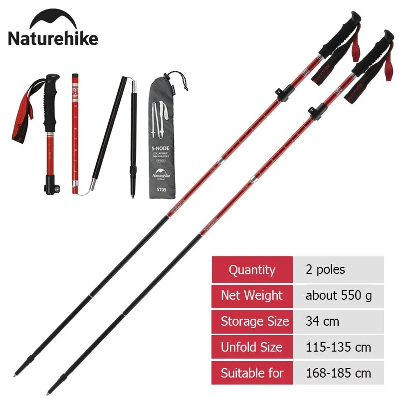 Naturehike St09 Nordic Trekking Poles Ultralight Foldable Aluminum Alloy Walking Sticks Portable Outdoor Travel Hiking Poles