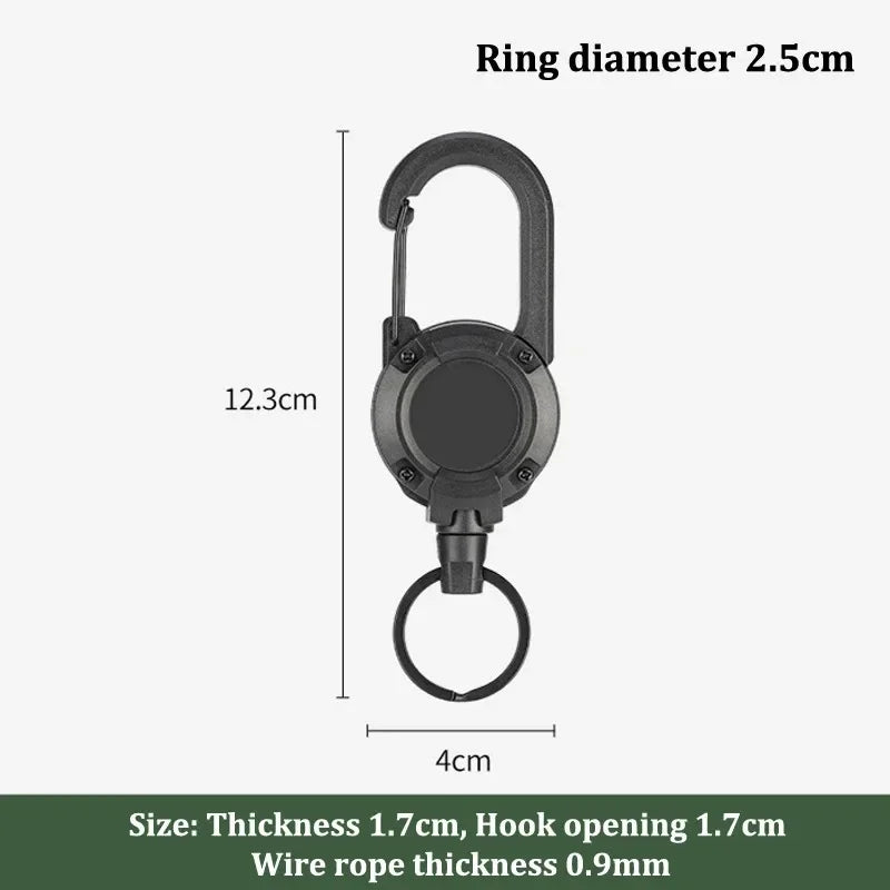 3Pcs Versatile Carabiner Set Outdoor Automatic Retractable Anti-Loss Keychain Telescopic Wire Clips Backpack Key Ring Buckle