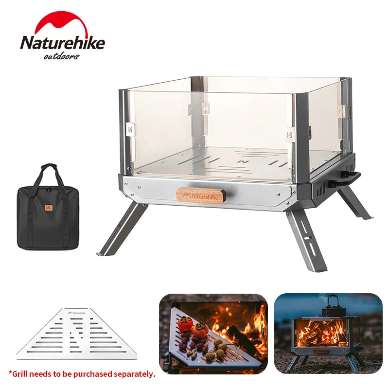 Naturehike Folding Wood Burning Stainless Steel Firewood Stove Outdoor Camping BBQ Grill Rack Heating Picnic Burner Portable
