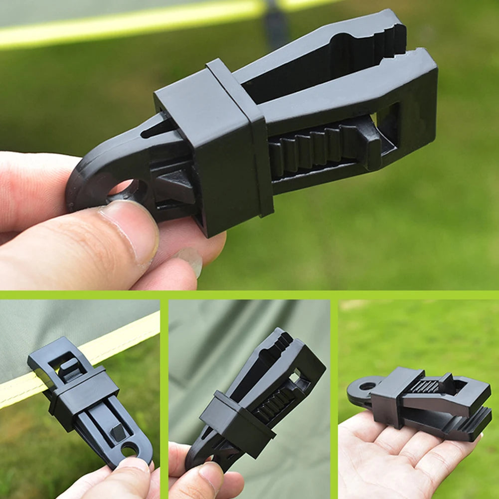 10PCS Tarpaulin Clip Tent Canopy Clip Buckle Outdoor Wind Rope Clamps Reusable Awning Mountaineering Camping Accessories