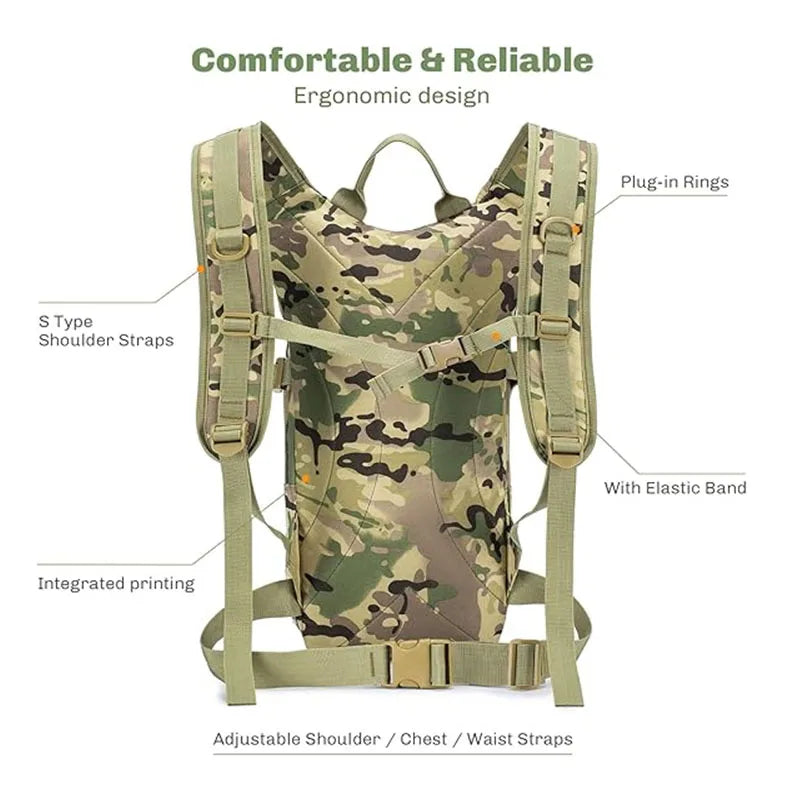 Hydrating Pack Backpack Daypack Water Backpack with 3L BPA Free Leak-Proof Water Bladder for Hiking Running Cycling Hunting