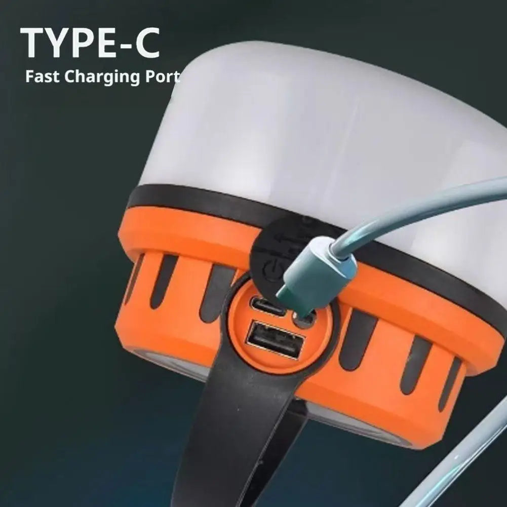LED Solar Camping Light USB Rechargeable IP55 Waterproof Emergency Lamp with Hanging Hook Handheld Outdoor Lighting Accessory