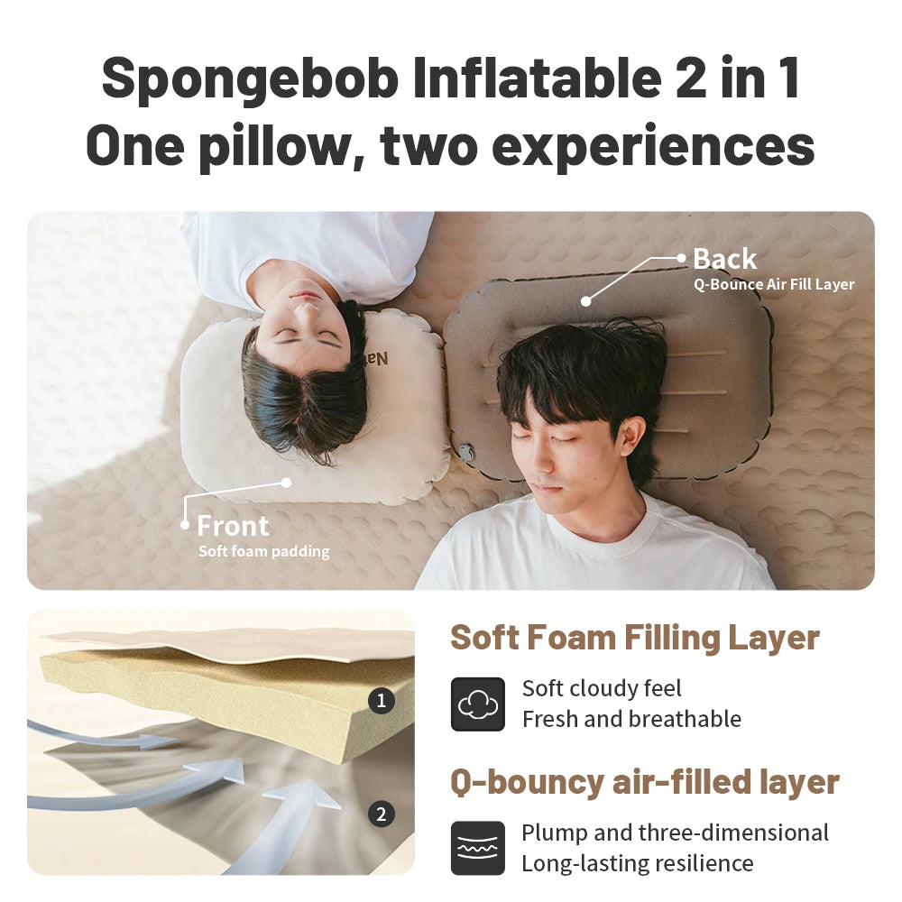 Naturehike Air Pillow Inflatable Pillow Foam Pillow 2 in 1 Waterproof Oilproof Stainproof Adjustable Soft Breathable Camp Travel