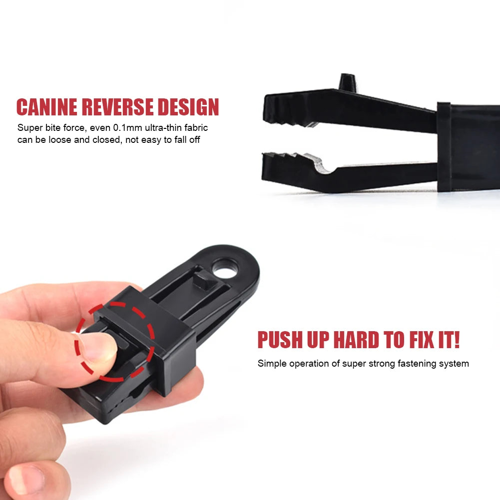 10PCS Tarpaulin Clip Tent Canopy Clip Buckle Outdoor Wind Rope Clamps Reusable Awning Mountaineering Camping Accessories