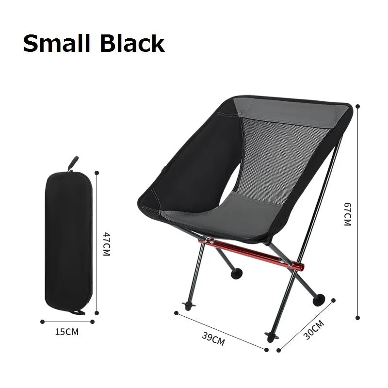 New Outdoor Folding Chair Ultralight Aluminum Moon Chair Picnic Beach Fishing Chairs Garden Seat Portable Hiking Camping Chair