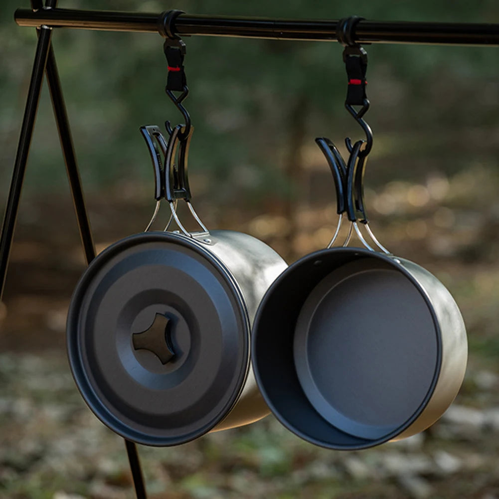 Portable Camping Pot with Lid and Folding Handle Camping Cook Pot Non-Stick Camping Cooking Utensils for Camping Hiking Picnic