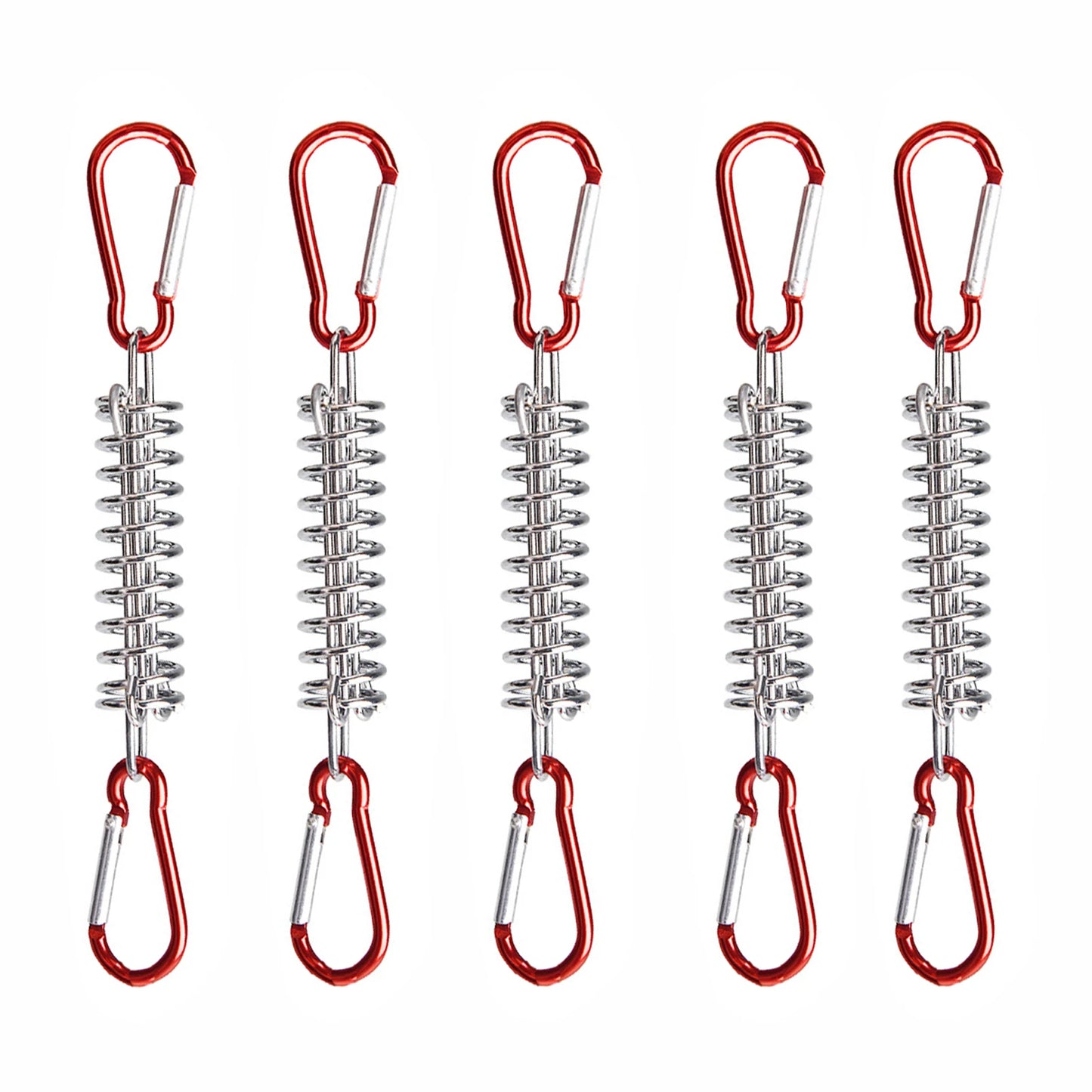 5pcs Outdoor Camping With Carabiner Steel Tent Rope Tightener Awning Lightweight Spring Windproof Fixing Cord Tensioner Buckle