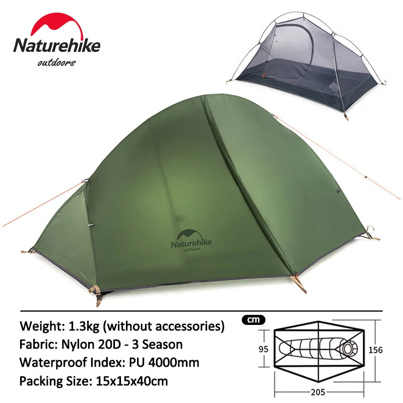 Naturehike Tents Single Person Cycling Tent Ultralight Portable Camping Tent 1P Backpacking Hiking Tent Waterproof Sun Shelter