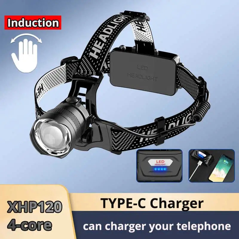 1000000LM 800W LED Powerful Headlamp USB Rechargeable Head Flashlight XHP360 LED Headlight Zoom Head Lamp Long Shot Lantern
