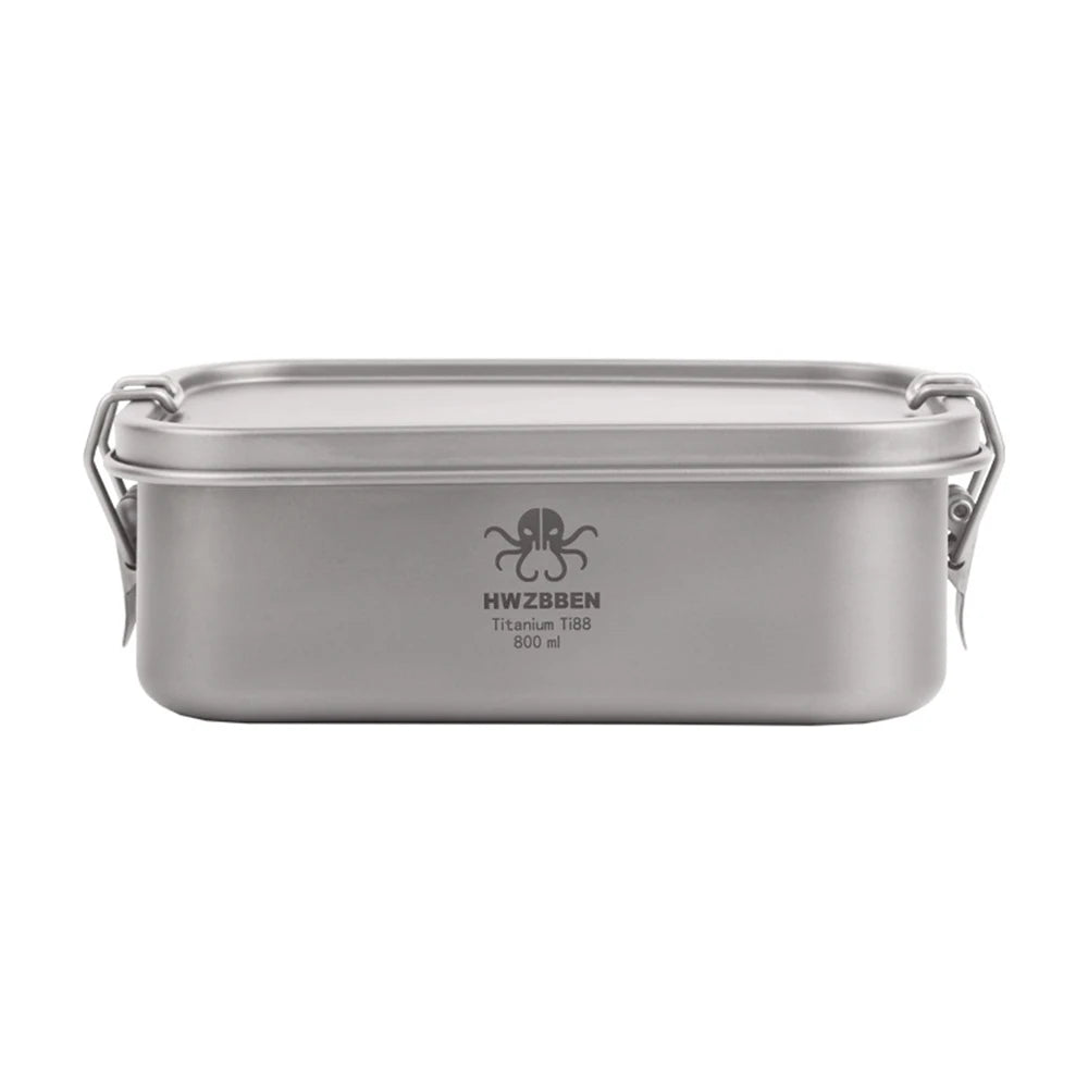 Camping Bento Box Titanium Bento Box Outdoor 800ml Lunch Box Rectangle Food Storage Container