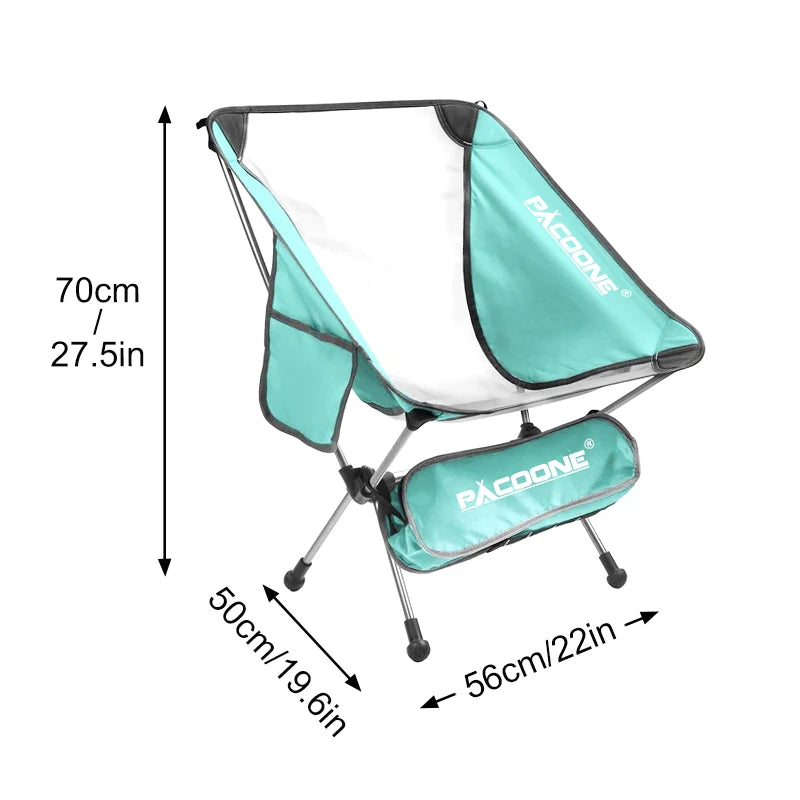 PACOONE Camping Portable Folding Moon Chair Travel Ultralight Aluminum Chair Outdoor Beach Fishing Chair Picnic Seat Tools