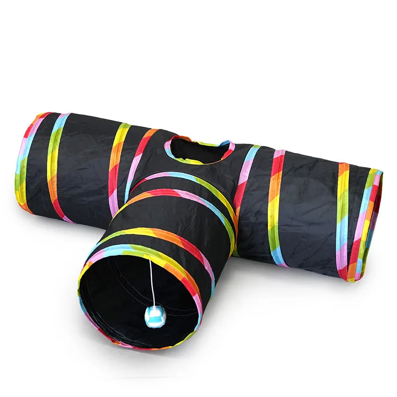 Cat Rainbow Tunnel Collapsible Portable Cat Tent Interactive Play Toy Connectable Circle Playground Tunnel Drill Hole Pet Toys