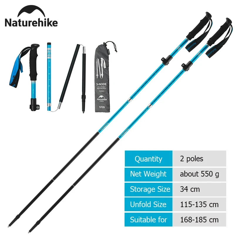 Naturehike St09 Nordic Trekking Poles Ultralight Foldable Aluminum Alloy Walking Sticks Portable Outdoor Travel Hiking Poles