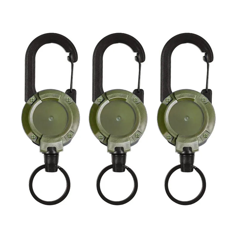 3Pcs Versatile Carabiner Set Outdoor Automatic Retractable Anti-Loss Keychain Telescopic Wire Clips Backpack Key Ring Buckle