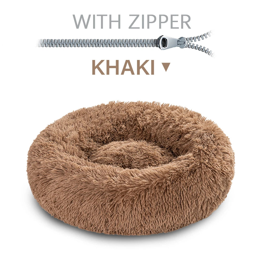 Removable Round Pet Bed Dog Bed Sofa Washable Removable Dog House Long Luxe Plush Outdoor Large Pet Cat Dog Bed Warm Mat Sofa