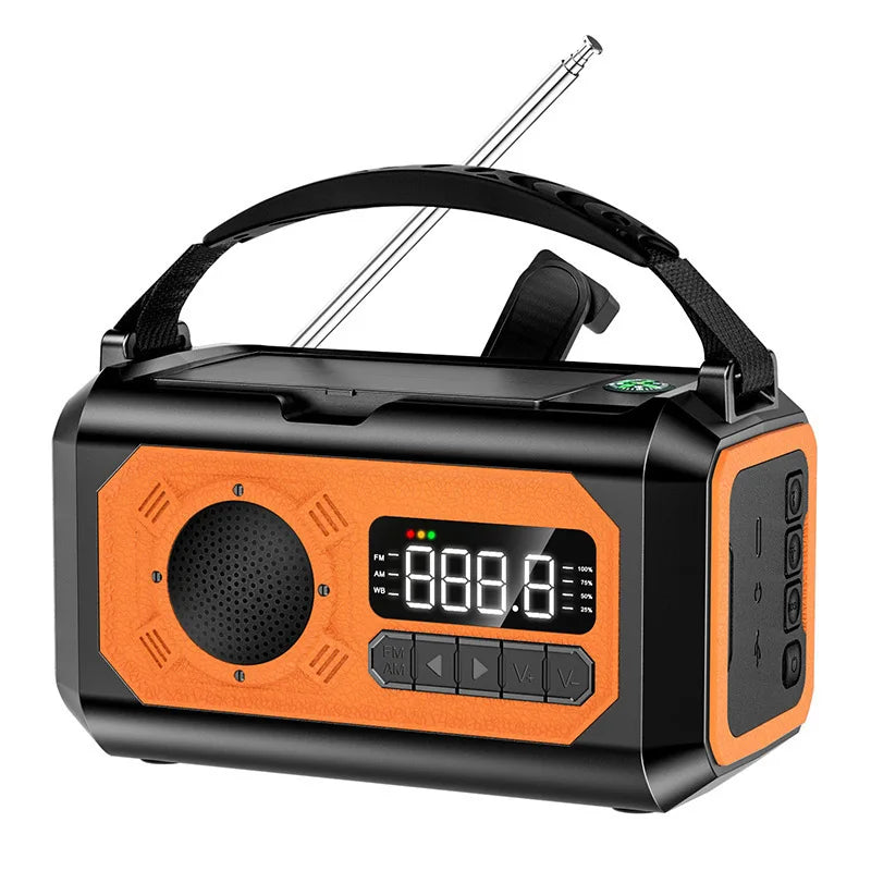 12000mAh AM/FM/NOAA Weather Radio with 2 Solar Panels Solar Hand Crank LED Flashlight Emergency Radio Reading Lamp for Outdoor