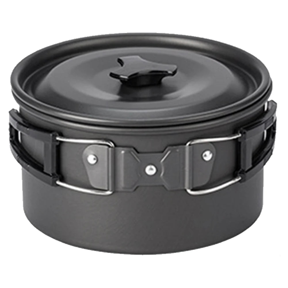 Portable Camping Pot with Lid and Folding Handle Camping Cook Pot Non-Stick Camping Cooking Utensils for Camping Hiking Picnic