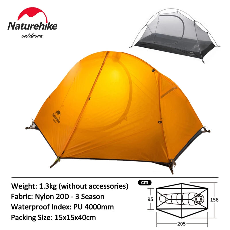 Naturehike Tents Single Person Cycling Tent Ultralight Portable Camping Tent 1P Backpacking Hiking Tent Waterproof Sun Shelter