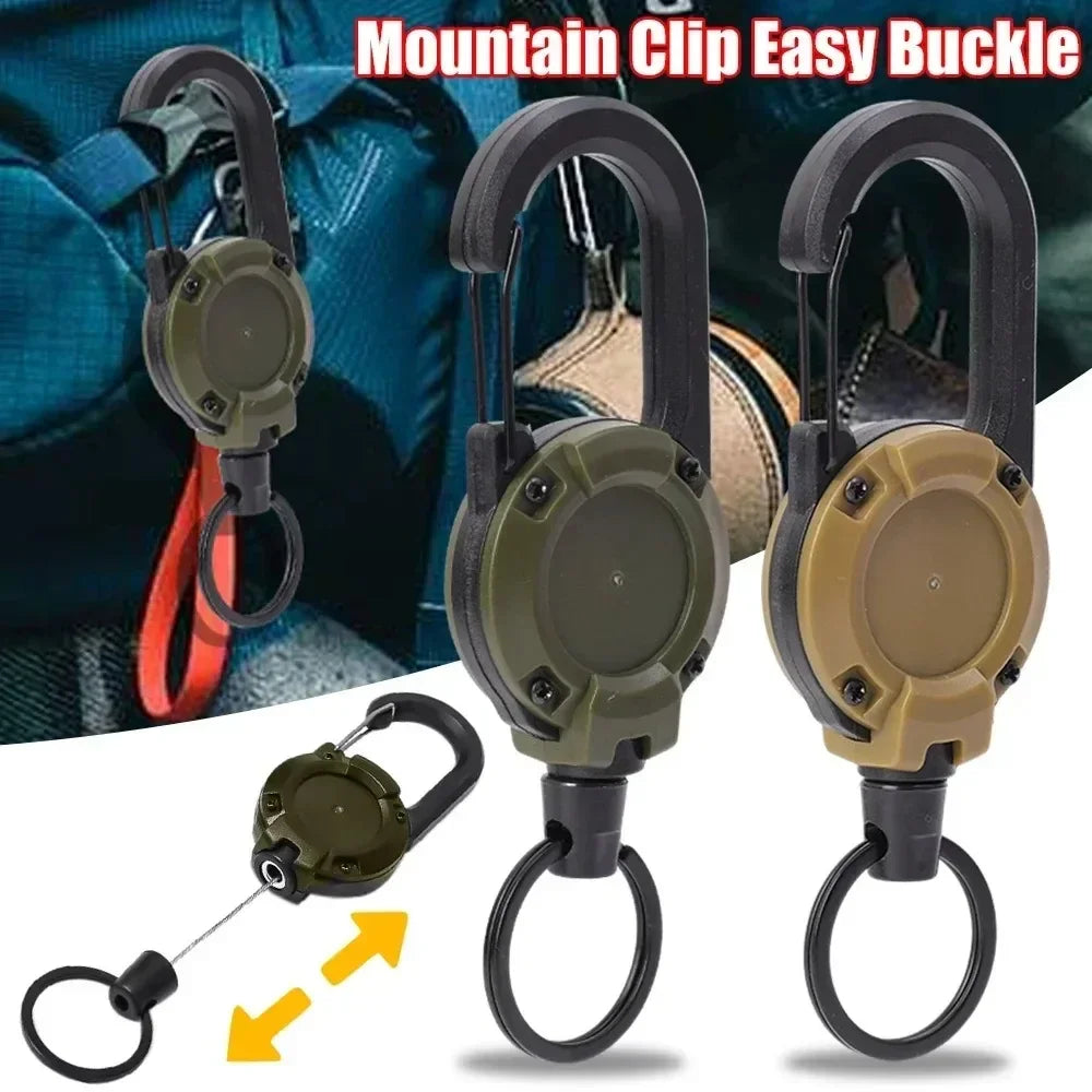 3Pcs Versatile Carabiner Set Outdoor Automatic Retractable Anti-Loss Keychain Telescopic Wire Clips Backpack Key Ring Buckle