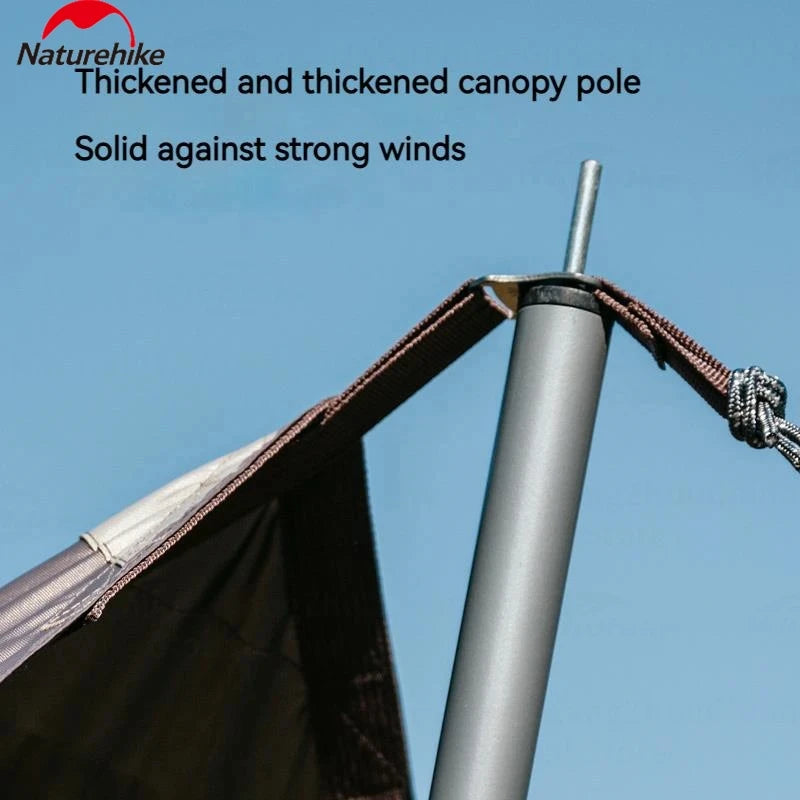 Naturehike UPF12500+ Sun Shelter Camping Outdoor Portable Tarp Waterproof Canopy UV50 Black Coating Sunshade Thickened Pole