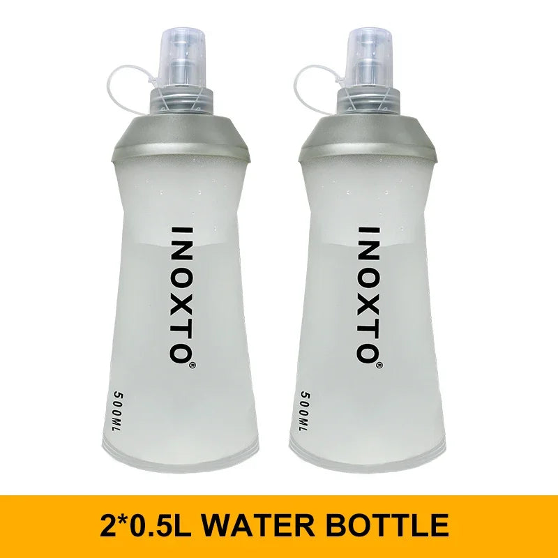 INOXTO 250ml 500ml Outdoor Running Sports PEVA Water Bottle Mountain Biking Water Bladder Soft Water Bottles for Cycling Hiking