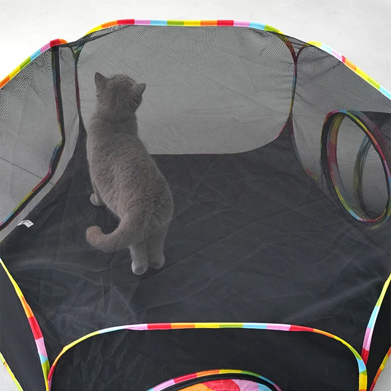 Cat Rainbow Tunnel Collapsible Portable Cat Tent Interactive Play Toy Connectable Circle Playground Tunnel Drill Hole Pet Toys