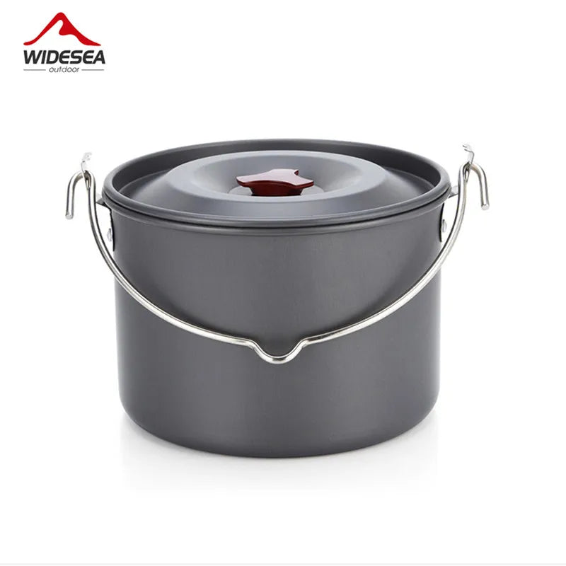 Widesea 4L Camping Cookware Outdoor Tableware Hanging Pot Pan 4-6 Persons Picnic Cooking Tourism Fishing Equipment