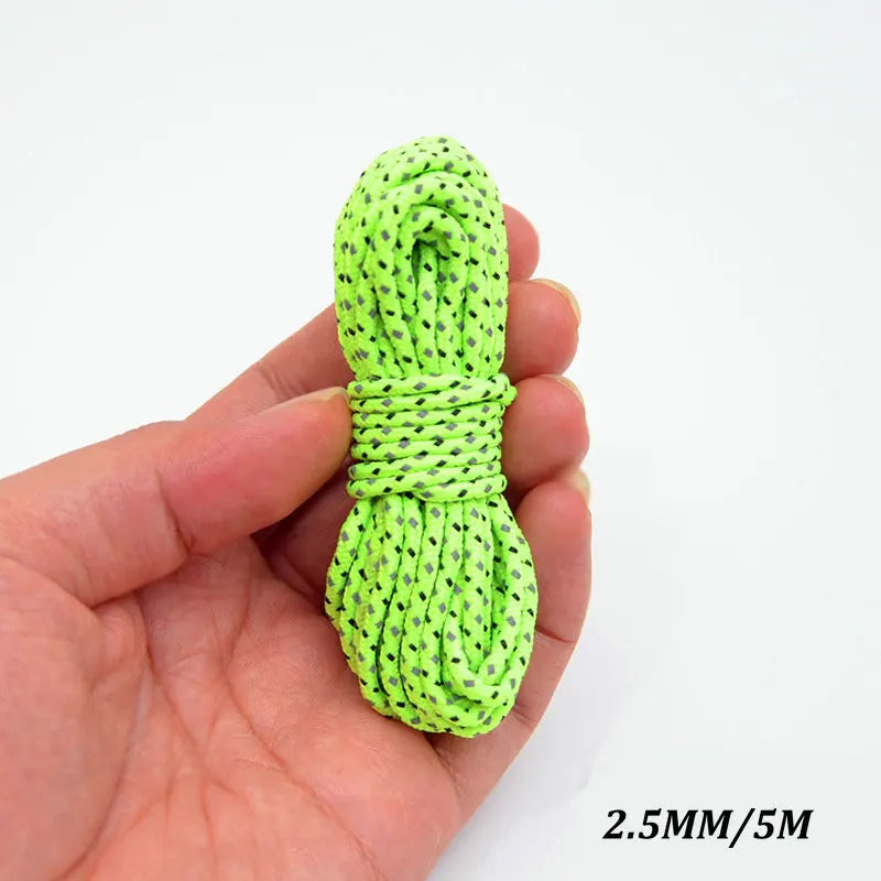 5M/10M/20M/50M Reflective Tent Rope Guylines Nylon Tent Line Cord Rescue Umbrella Paracord Rope Camping Hiking Tent Accessories
