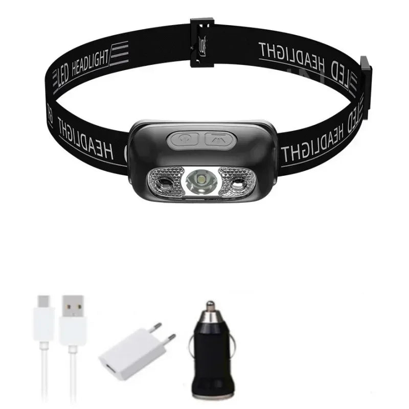 Mini Rechargeable Powerful Sensor Headlamp Fishing Camping USB Head Flashlight COB LED Head Light Torch Headlights Front Lantern